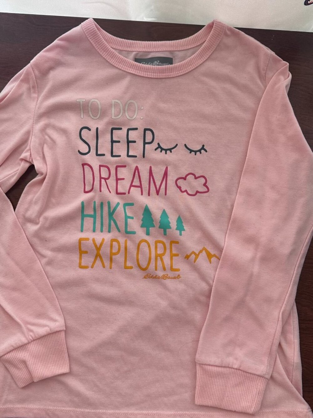 Eddie Bauer pink long sleeve kids graphic shirt